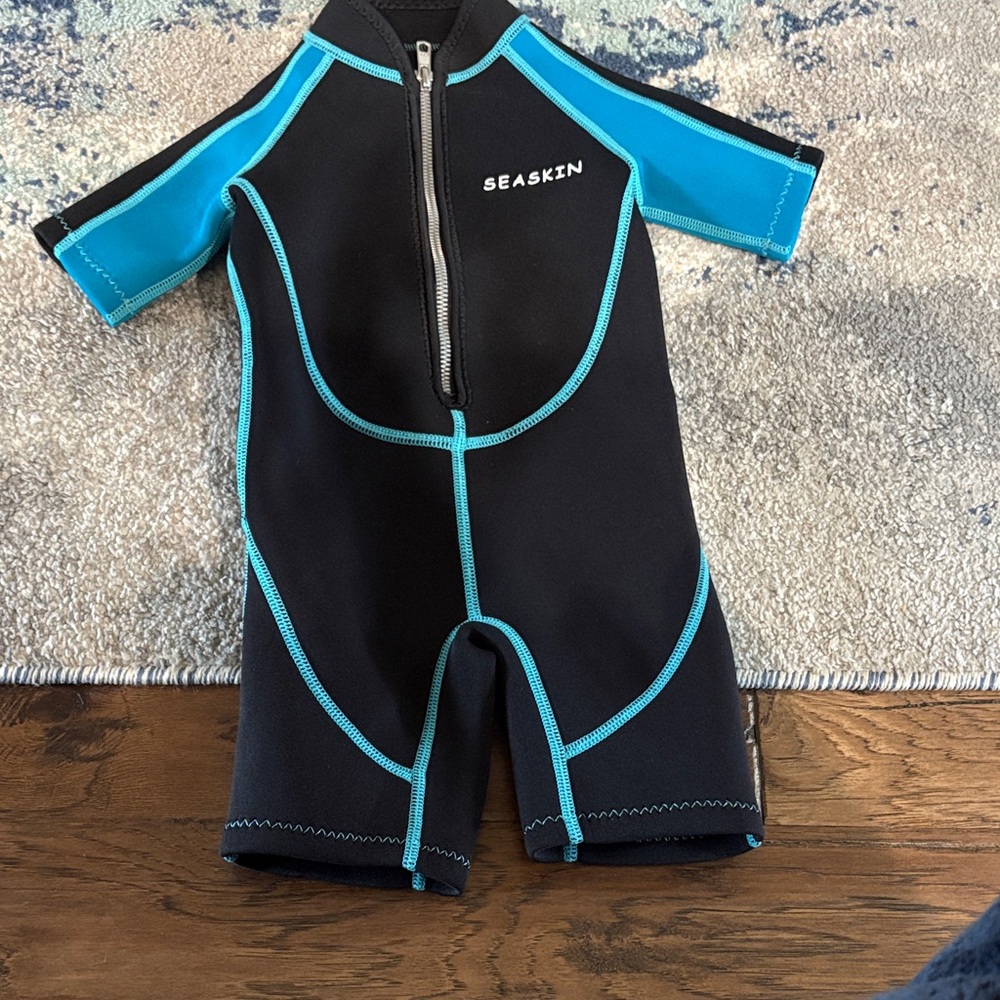 SeaSkin Kids Swim Rashguard - Black and Blue